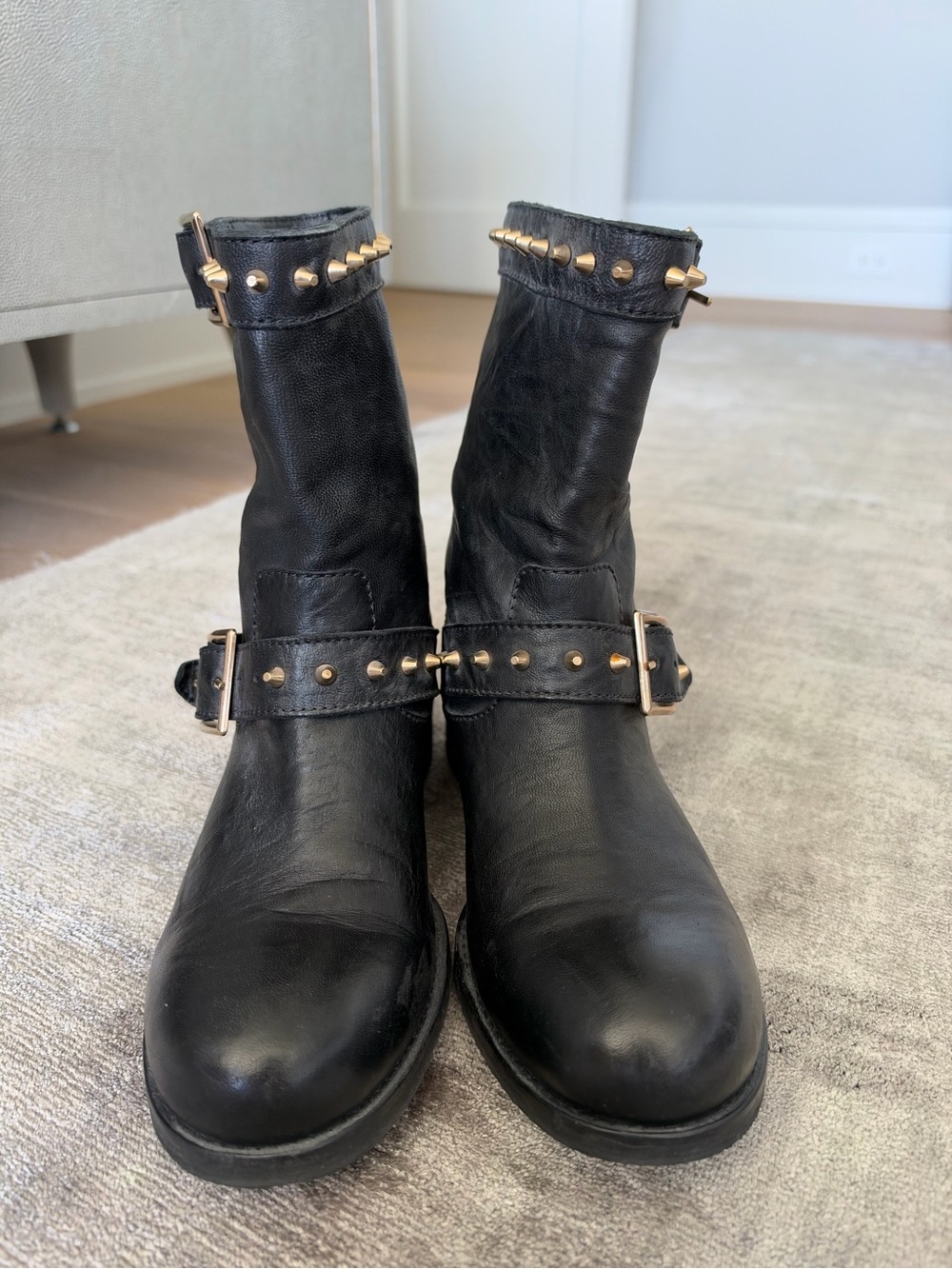 Jimmy Choo Black Studded Leather Ankle Boots